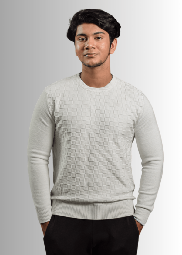 Gridwave Round Neck white