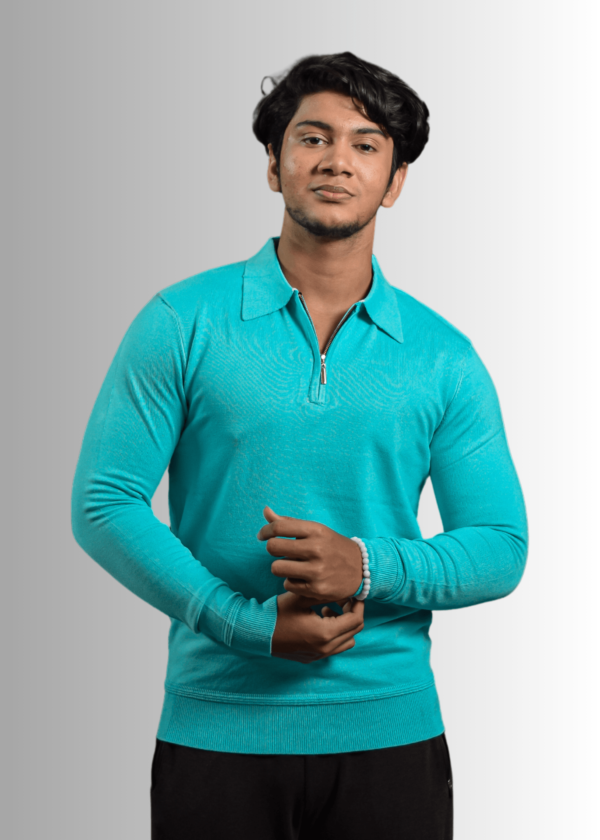 Luxe Zipper polo Sky Blue