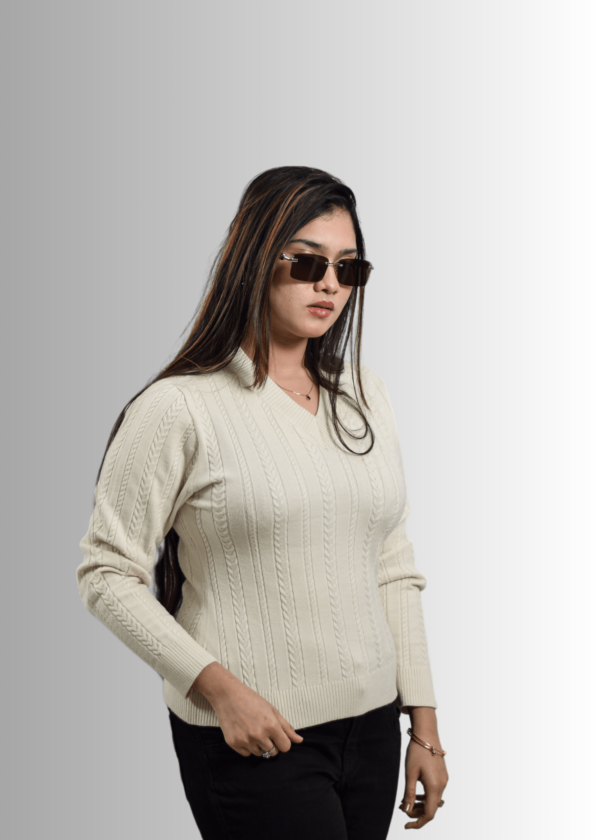 Vanilla Weave Knit Sweater V-Neck