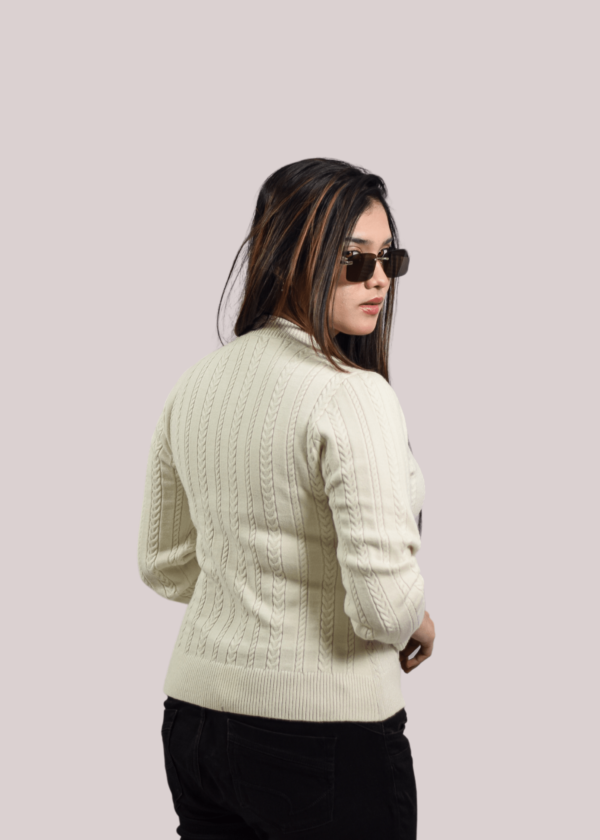 Vanilla Weave Knit Sweater V-Neck - Image 2